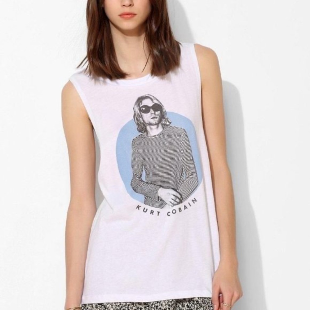 Urban Outfitters / Kurt Cobain White Tank Top Tee / Size Small